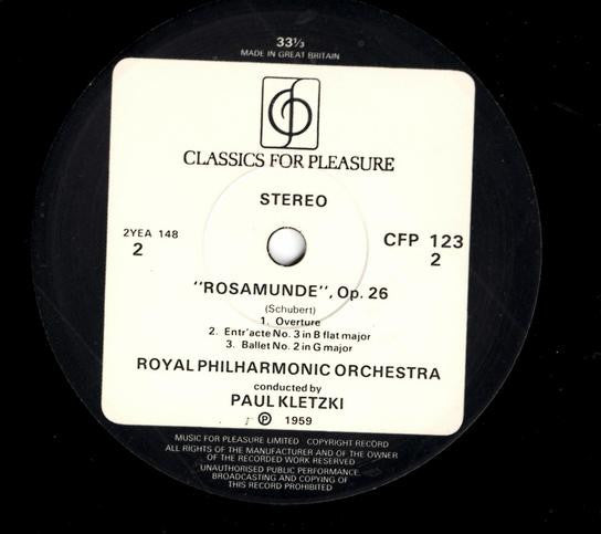 Franz Schubert, Royal Philharmonic Orchestra, Paul Kletzki : Unfinished Symphony/Incidental Music To Rosamunde (LP, Album, RE)