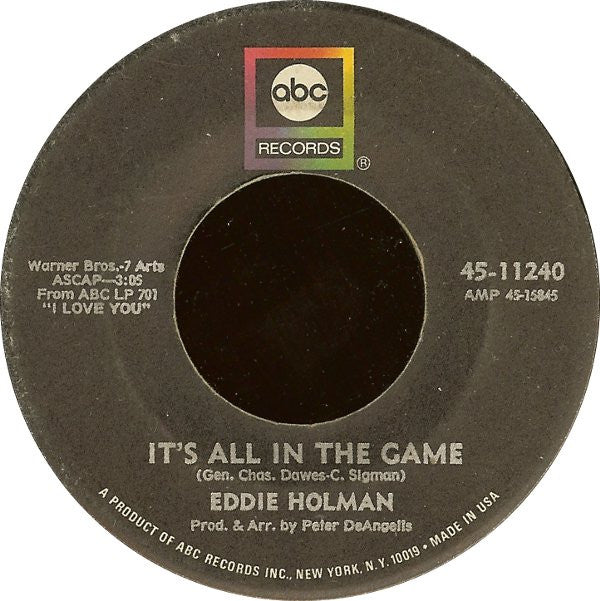 Eddie Holman : Hey There Lonely Girl (7", Single)
