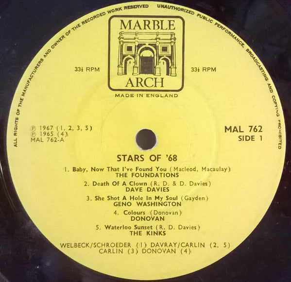 Various : Stars Of '68 (LP, Comp, Mono)