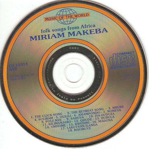 Miriam Makeba : Folk Song From Africa (The Click Song) (CD, Album, Comp)