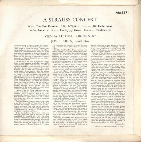 Josef Krips Conducting Wiener Festspielorchester : A Strauss Concert (LP, Album)