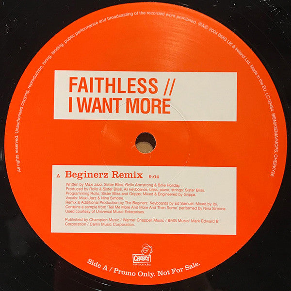 Faithless : I Want More (12", Single, Promo)