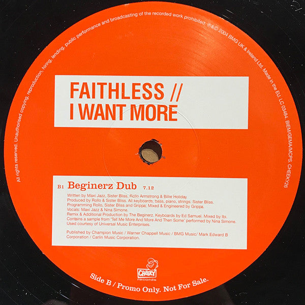 Faithless : I Want More (12", Single, Promo)