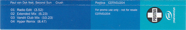 Paul van Dyk Feat. Second Sun : Crush (CD, Promo)
