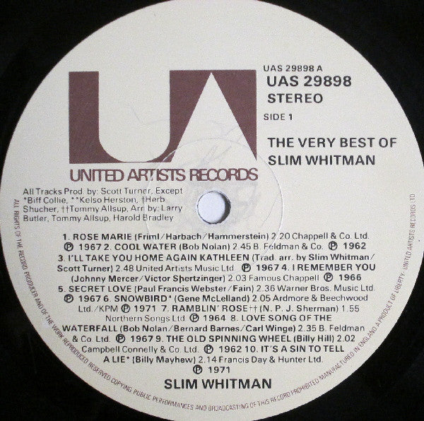 Slim Whitman : The Very Best Of Slim Whitman (LP, Album, Comp)