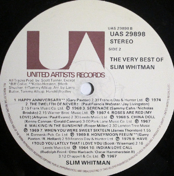 Slim Whitman : The Very Best Of Slim Whitman (LP, Album, Comp)