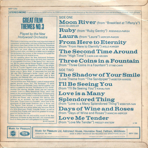 New Hollywood Orchestra : Great Film Themes No. 3 (LP)