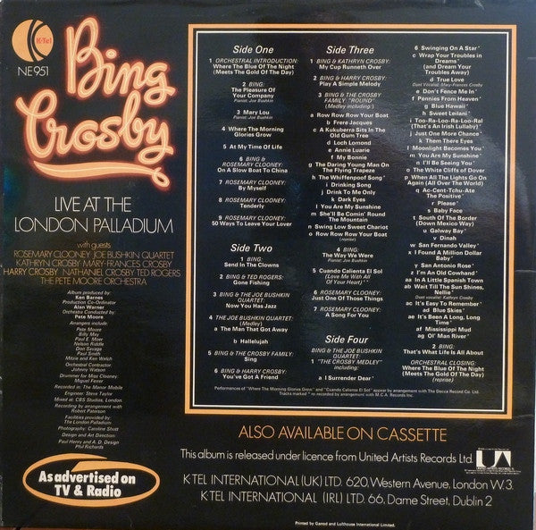Bing Crosby : Live At The London Palladium (2xLP, Album, Ltd, Gat)