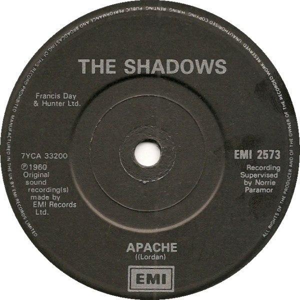 The Shadows : Apache / Wonderful Land / F.B.I. (7", Single, RE)