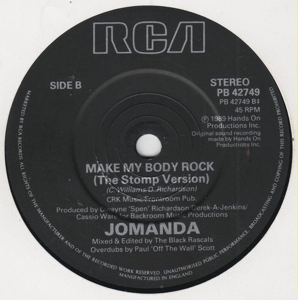 Jomanda : Make My Body Rock (Feel It) (The Exclusive U.S. Remix) (7", Single)