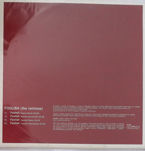 Ashanti : Foolish (The Remixes) (12", Promo)