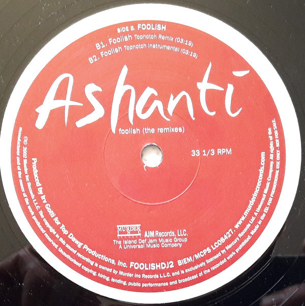 Ashanti : Foolish (The Remixes) (12", Promo)
