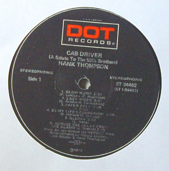 Hank Thompson : Cab Driver - A Salute To The Mills Brothers (LP, Album, Club)