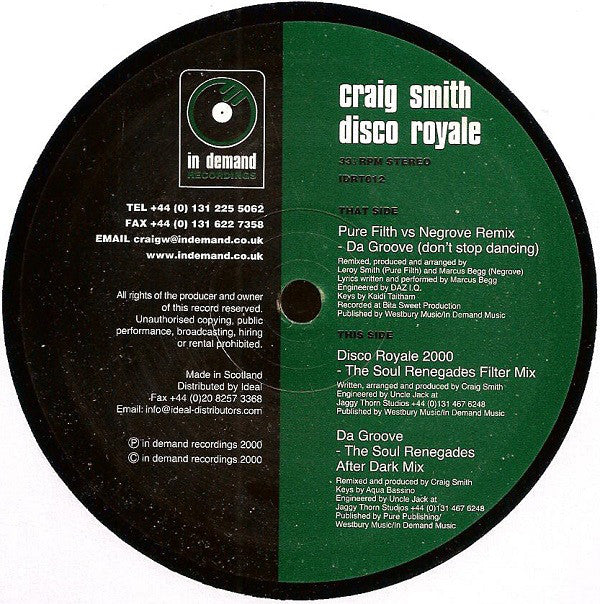 Craig Smith : Disco Royale (12")