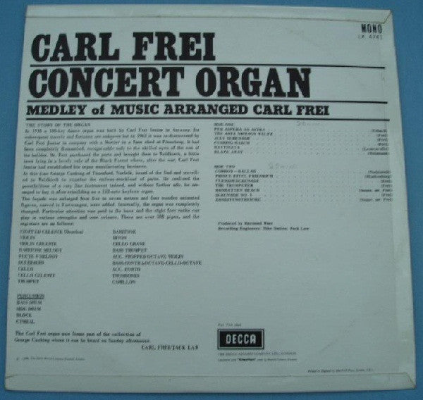 Carl Frei : Concert Organ (LP, Album, Mono)