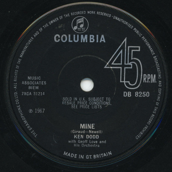 Ken Dodd With Geoff Love & His Orchestra : Mine (7", Single, Sol)