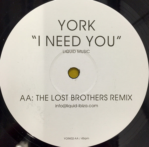York : I Need You (12")