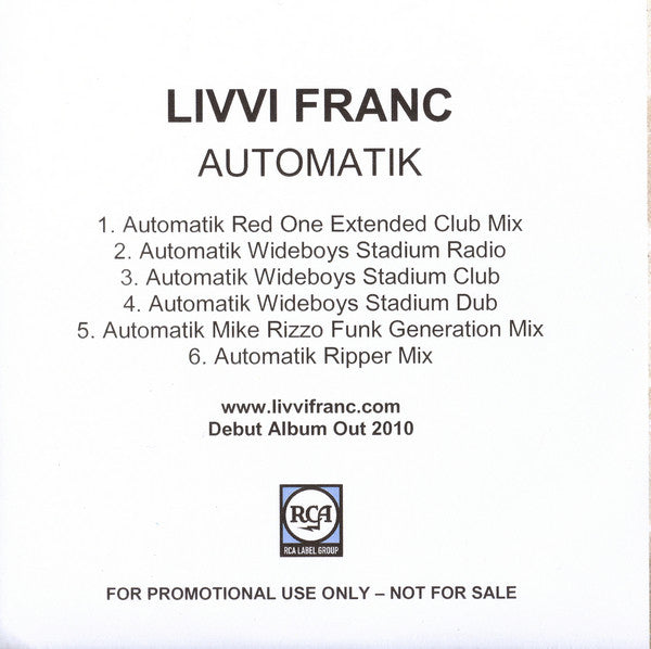 Livvi Franc : Automatik (The Remixes) (CDr, Single, Promo)