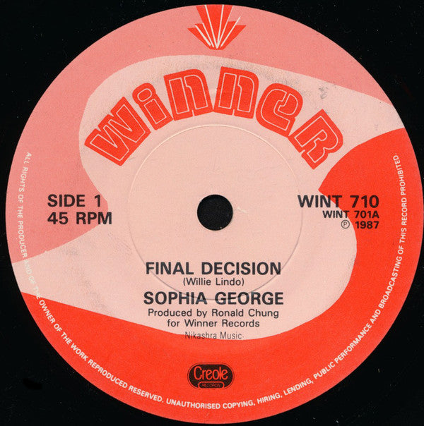 Sophia George : Final Decision (7")