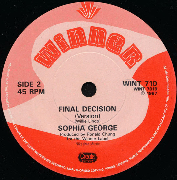 Sophia George : Final Decision (7")