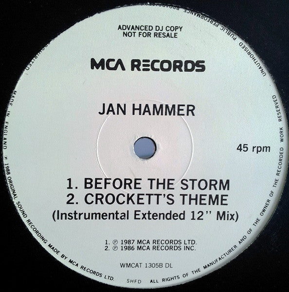 Jan Hammer : The Runner (Marathon Mix) (12", Promo)