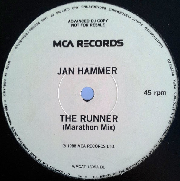 Jan Hammer : The Runner (Marathon Mix) (12", Promo)