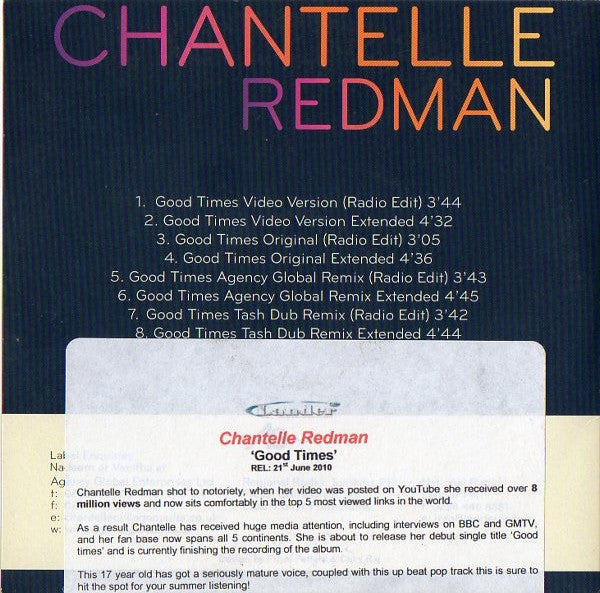 Chantelle Redman : Good Times (CD, Single, Promo)