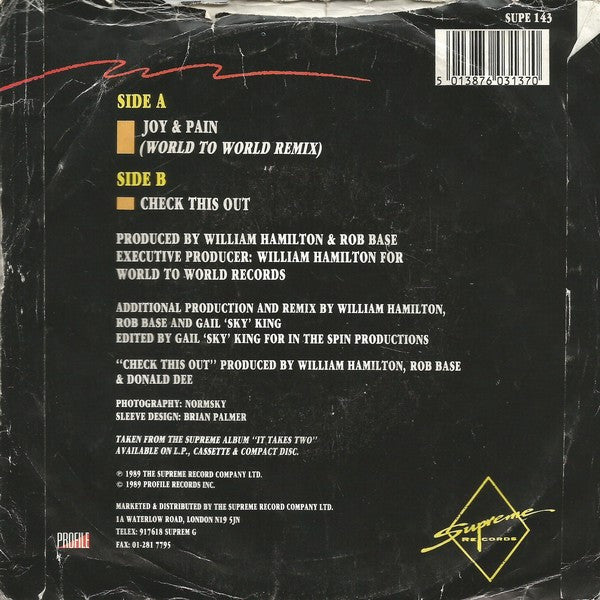 Rob Base & DJ E-Z Rock : Joy & Pain / Check This Out (7", Single)