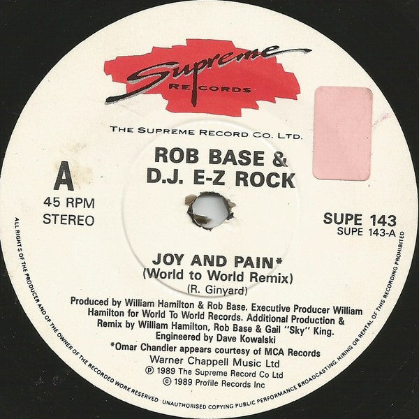 Rob Base & DJ E-Z Rock : Joy & Pain / Check This Out (7", Single)