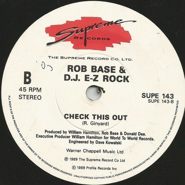 Rob Base & DJ E-Z Rock : Joy & Pain / Check This Out (7", Single)