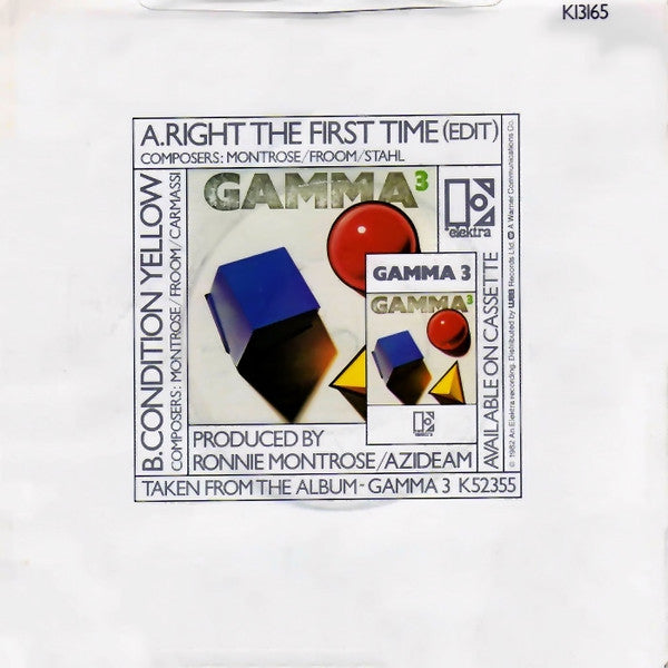 Gamma (5) : Right The First Time (7", Single)