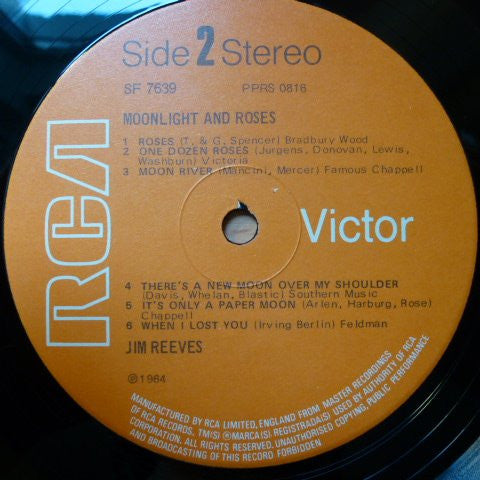 Jim Reeves : Moonlight And Roses (LP, Album, RE)