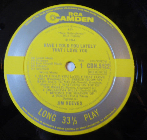 Jim Reeves : Have I Told You Lately That I Love You? (LP, Album, Comp, Mono)