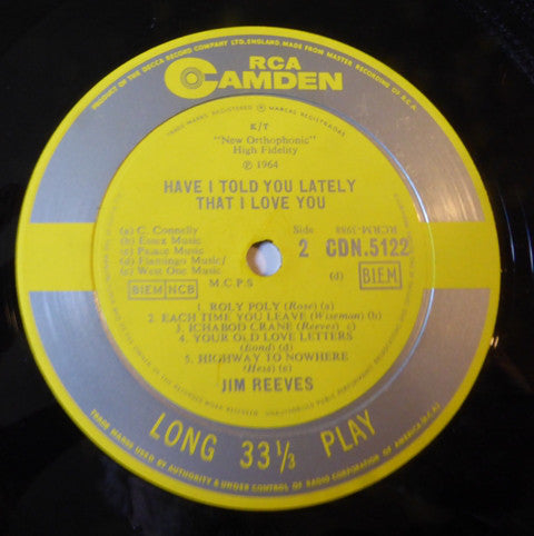 Jim Reeves : Have I Told You Lately That I Love You? (LP, Album, Comp, Mono)