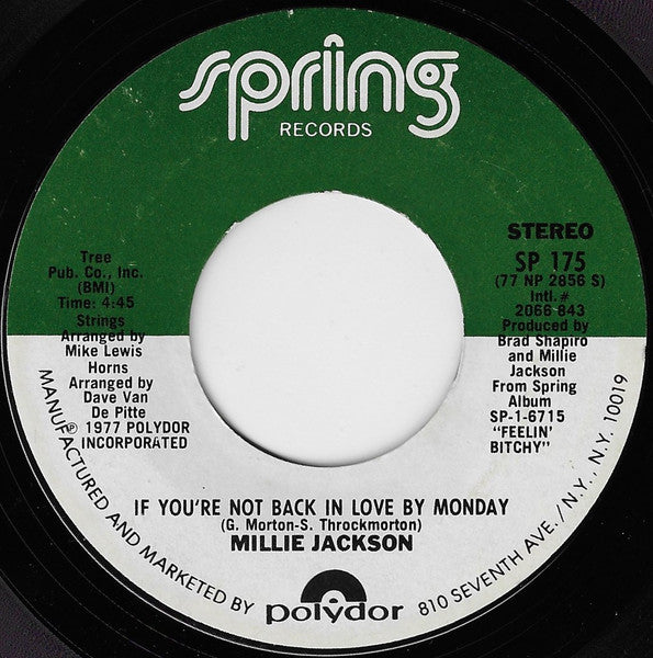 Millie Jackson : If You're Not Back In Love By Monday / A Little Taste Of Outside Love (7", Pit)