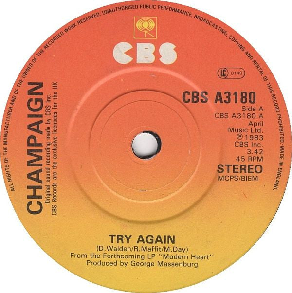 Champaign : Try Again (7", Single)