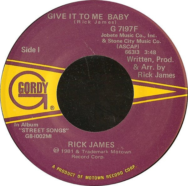 Rick James : Give It To Me Baby (7", Single)