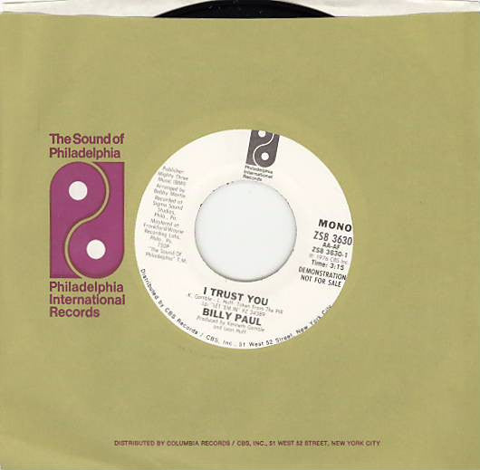 Billy Paul : I Trust You (7", Mono, Promo)