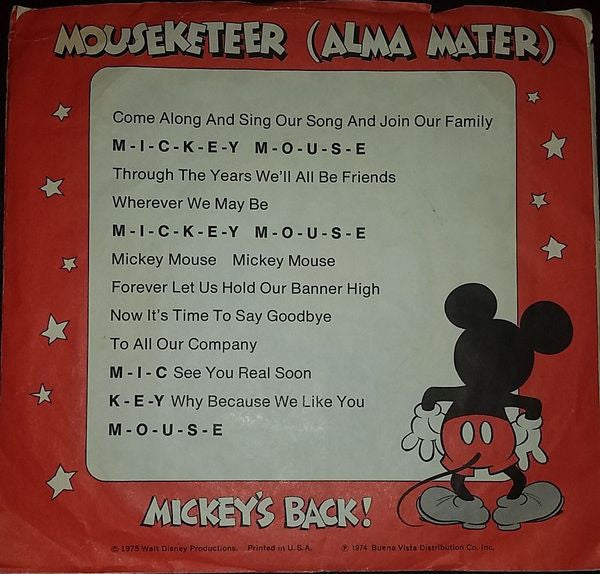 The Mike Curb Congregation* : Mickey Mouse March (7", Single, RP)