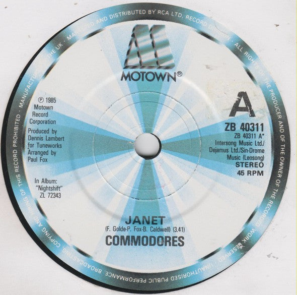 Commodores : Janet (7", Single)