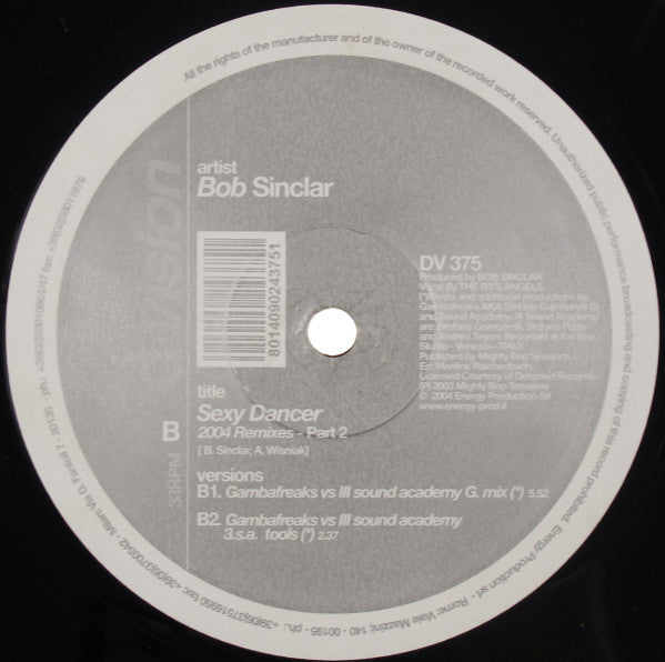 Bob Sinclar : Sexy Dancer (2004 Remixes Part 2) (12")