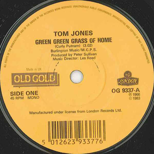 Tom Jones : Green Green Grass Of Home / It's Not Unusual (7", Mono)