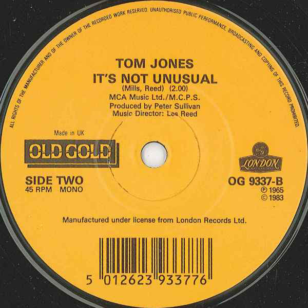 Tom Jones : Green Green Grass Of Home / It's Not Unusual (7", Mono)