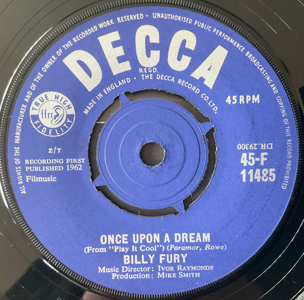 Billy Fury : Once Upon A Dream (7", Single)