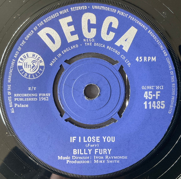Billy Fury : Once Upon A Dream (7", Single)