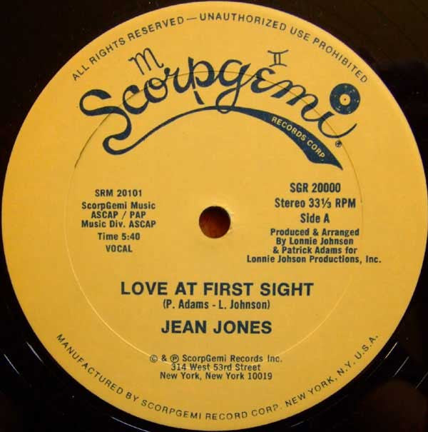 Jean Jones : Love At First Sight (12")