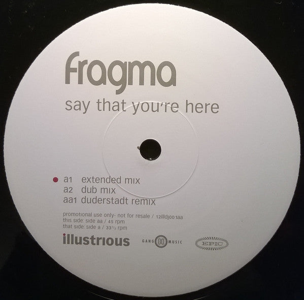 Fragma : Say That You're Here (12", Promo)