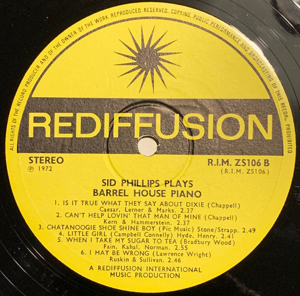 Sid Phillips : Sid Phillips Plays Barrel House Piano (LP, Album)