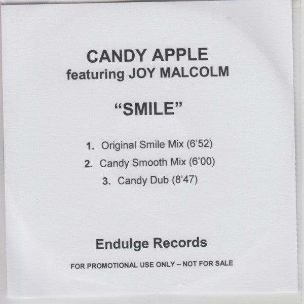 Candy Apple Featuring Joy Malcolm : Smile (CDr, Single, Promo)