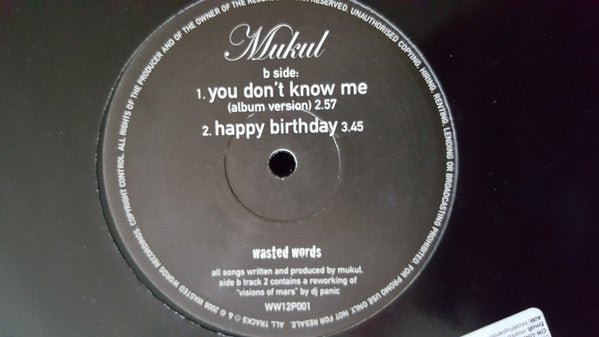 Mukul : You Don't Know Me (12", Promo)